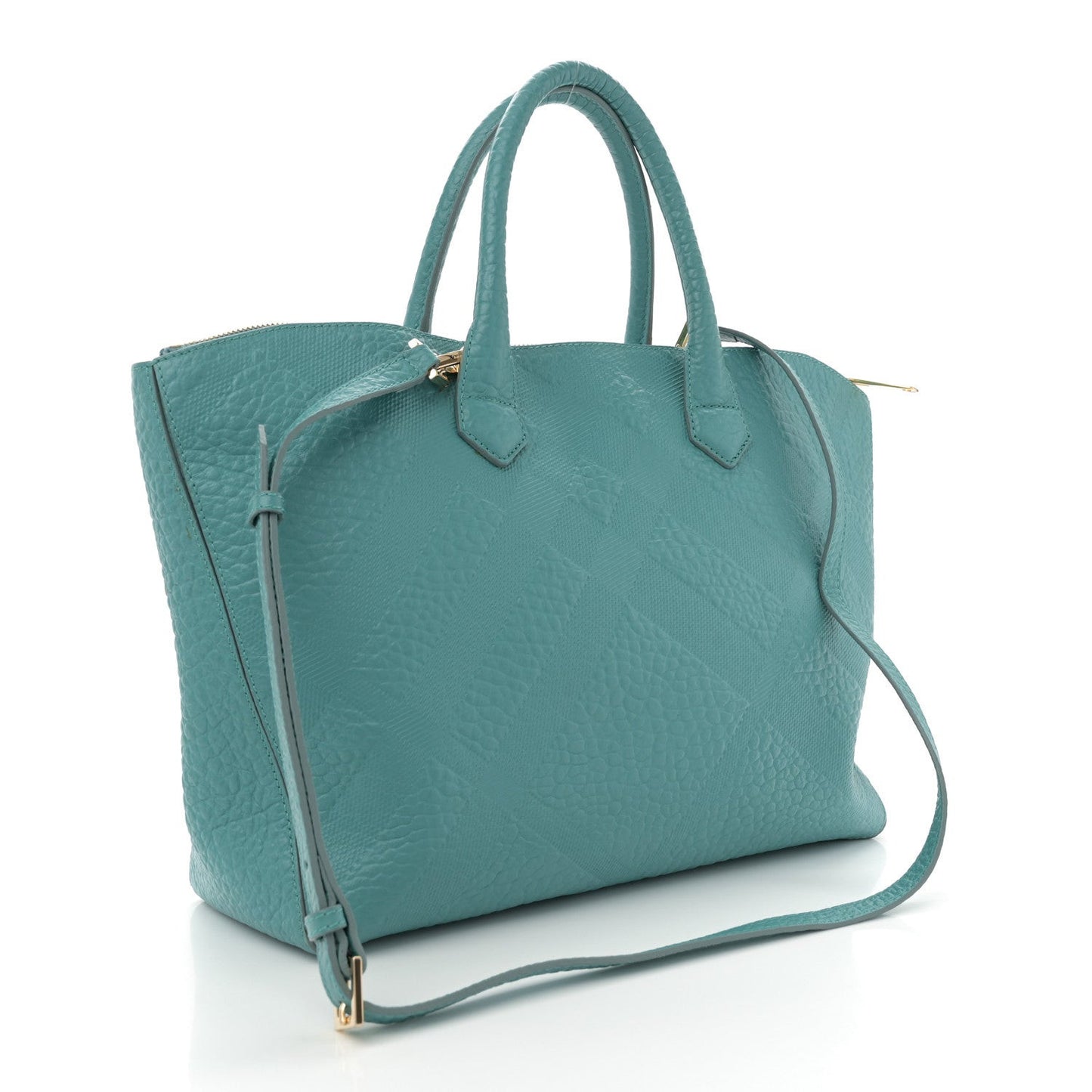 Heritage Grain Check Embossed Medium Dewsbury Tote Turquoise
