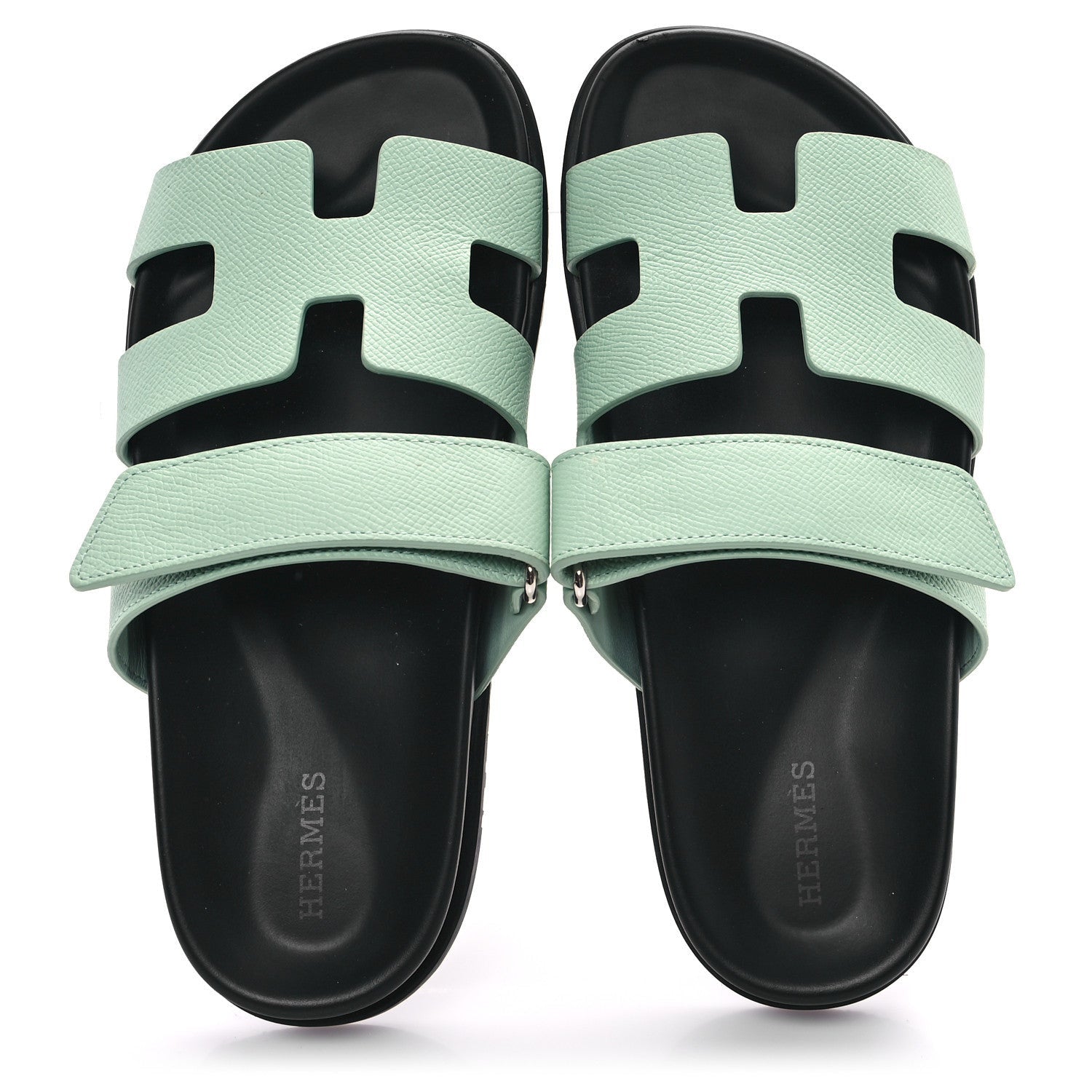 Hermes Epsom Womens Chypre Sandals 37.5 Vert Jade 2 of 7