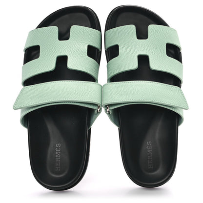 Hermes Epsom Womens Chypre Sandals 37.5 Vert Jade 2 of 7