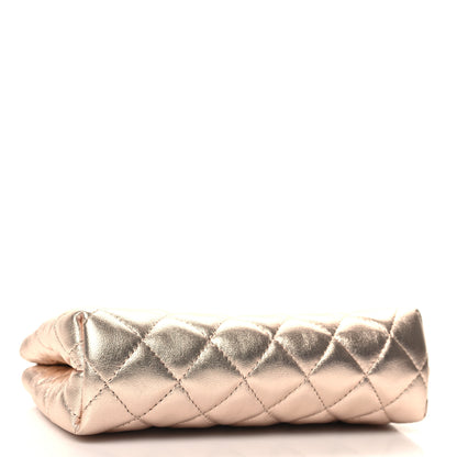 Chanel Metallic Lambskin Quilted Cosmetic Pouch Gold 4 of 10