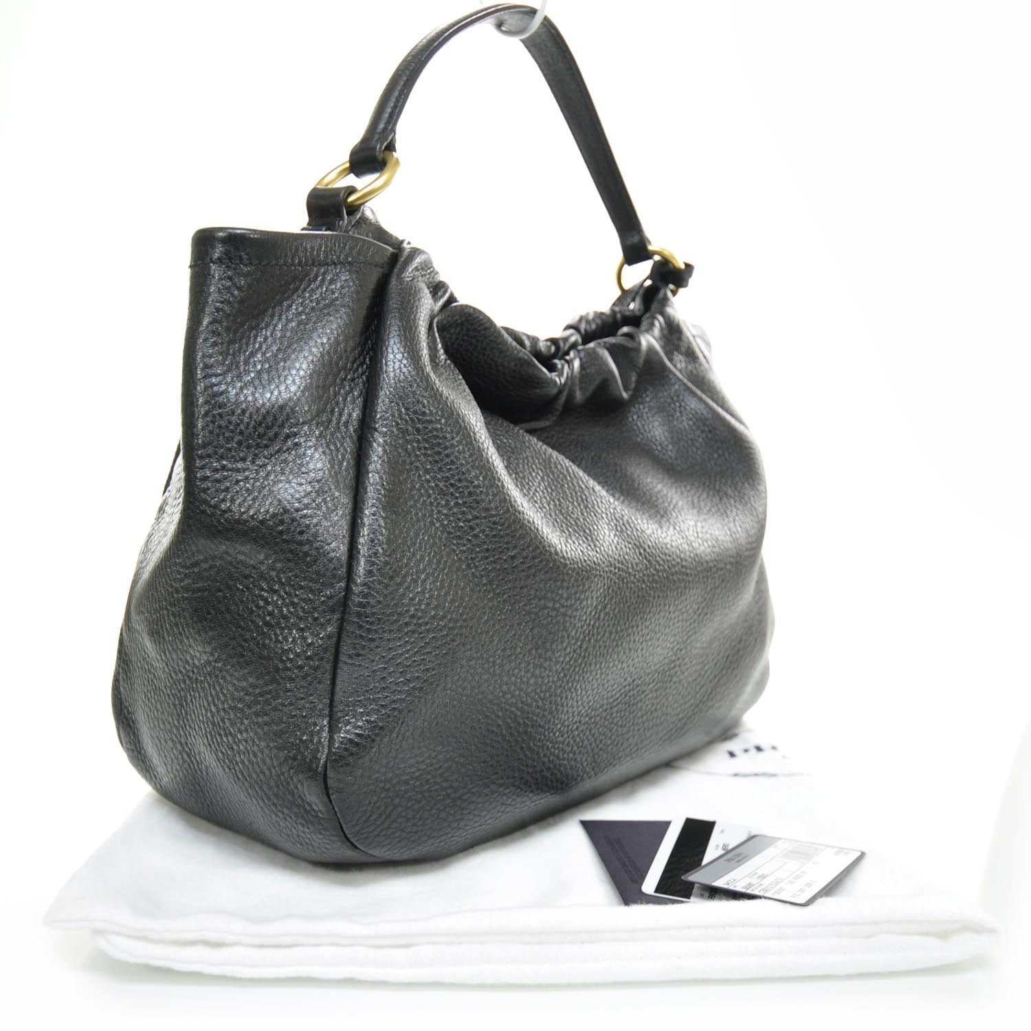 Prada Deerskin Shoulder Bag Black 2 of 11