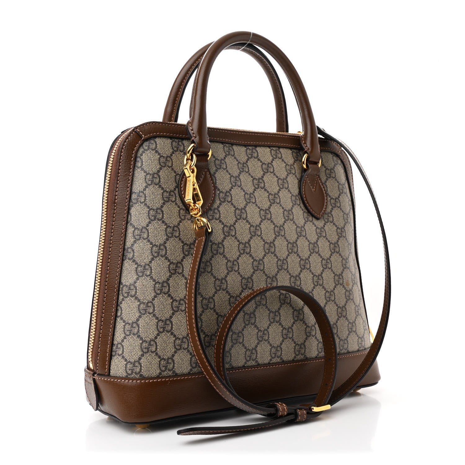 Gucci GG Supreme Monogram Azalea Calfskin Boutique Horsebit 1955 Top Handle Bag Beige Ebony Brown Sugar 3 of 7
