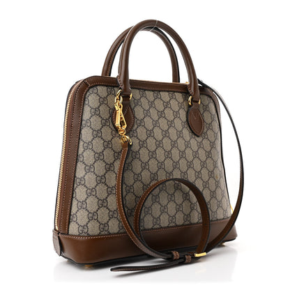 Gucci GG Supreme Monogram Azalea Calfskin Boutique Horsebit 1955 Top Handle Bag Beige Ebony Brown Sugar 3 of 7