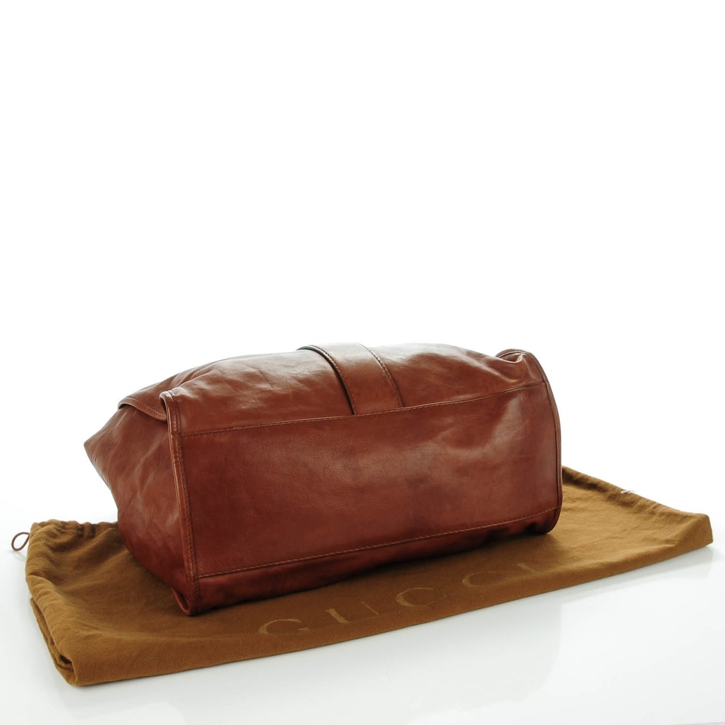 Washed Calfskin Medium Soft Stirrup Shoulder Bag Brown