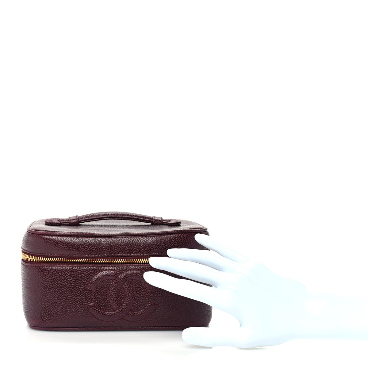 Chanel Caviar CC Vanity Cosmetic Case Burgundy 2 of 8