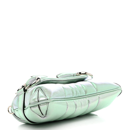 Gucci Iridescent Nappa Vertical Matelasse Medium Maxi Horsebit Chain Shoulder Bag Iridescent Salvy Green 4 of 7