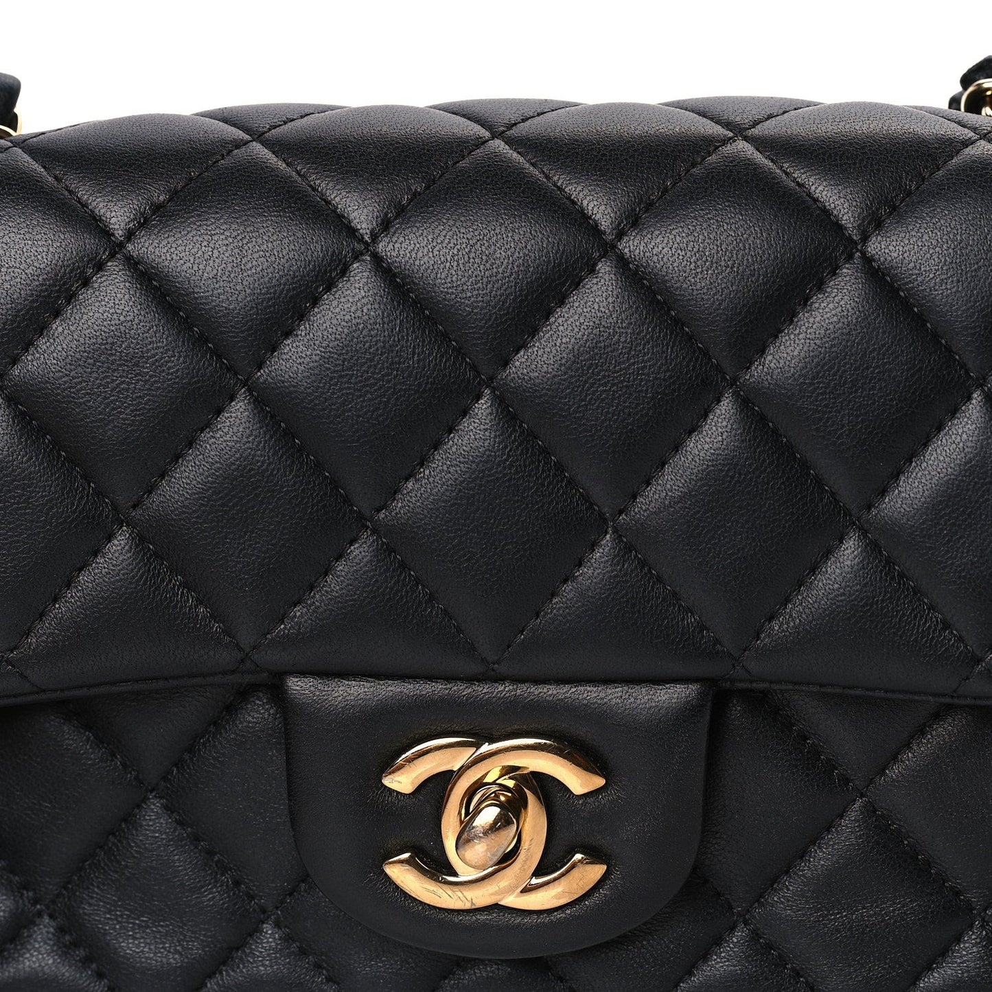 Lambskin Quilted Mini Rectangular Flap Black