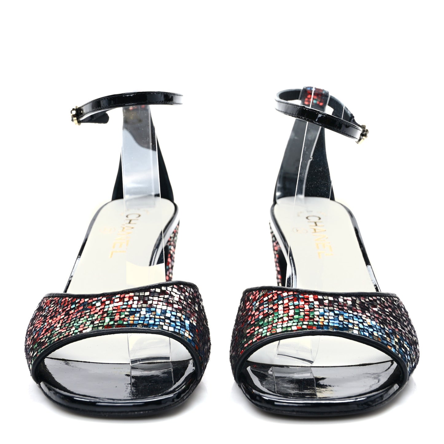 Suede CC Chain Sandals 39 Black