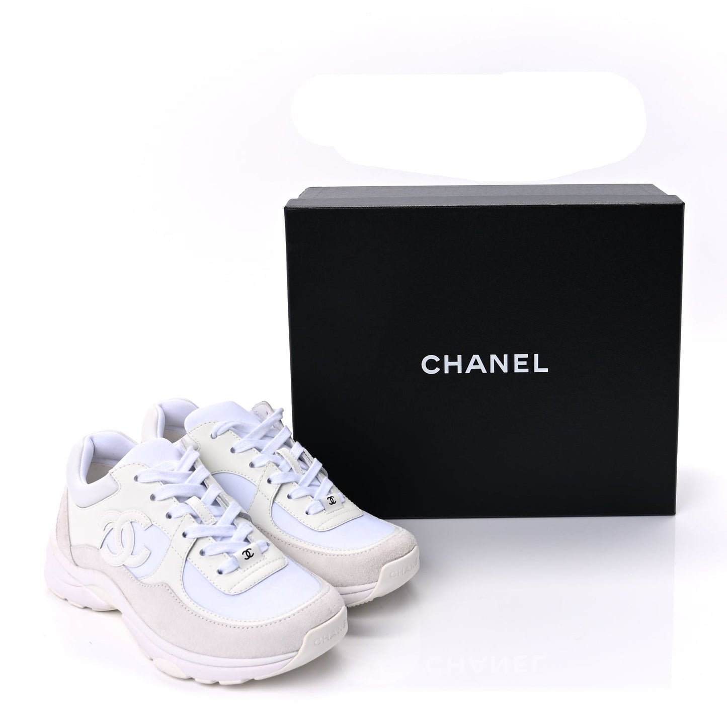 Suede Calfskin Fabric CC Sneakers 37.5 White