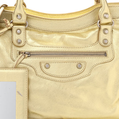Balenciaga Laminated Agneau Classic Silver Hardware City Gold 8 of 11