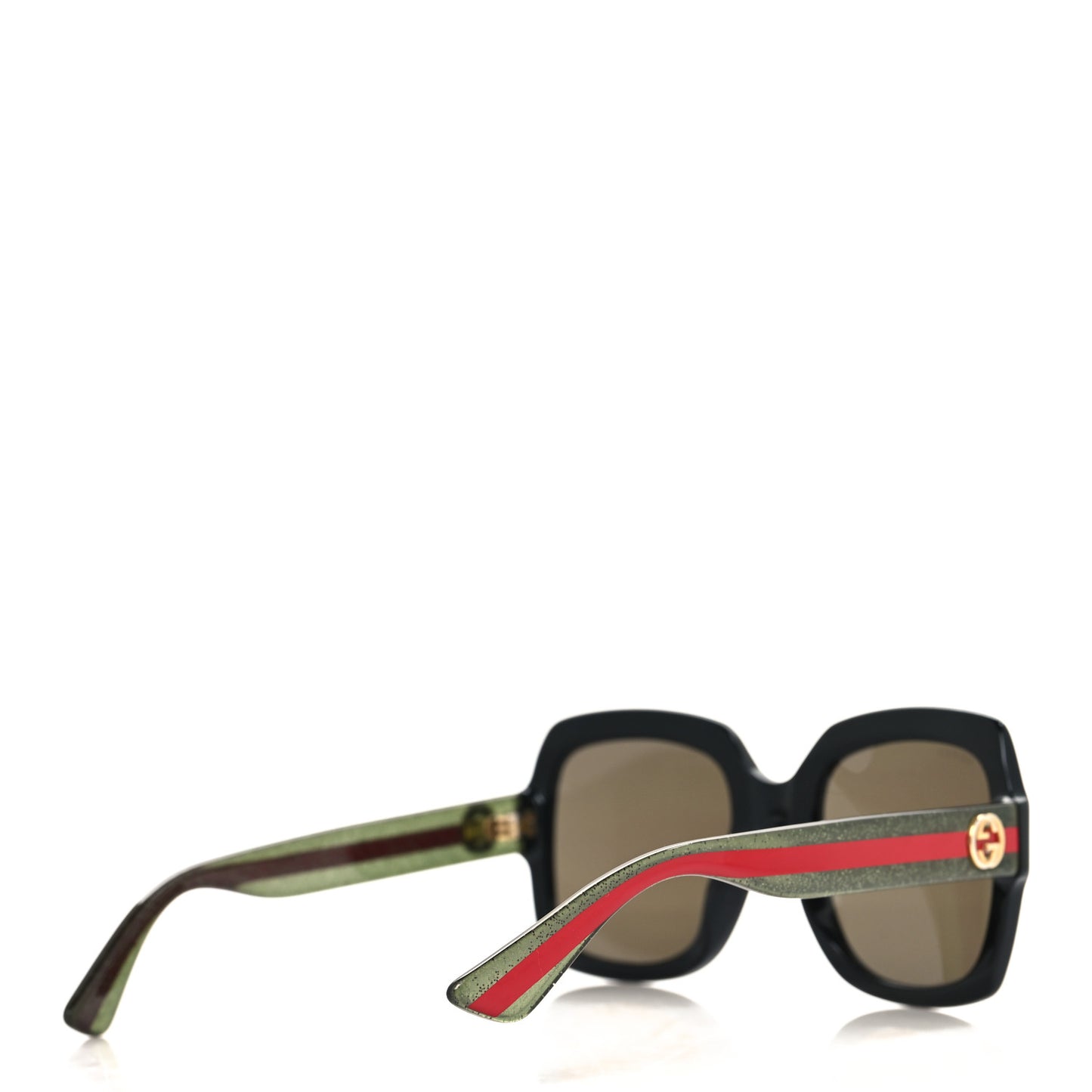 Acetate Square Frame Web Glitter Sunglasses GG0036S Black Green