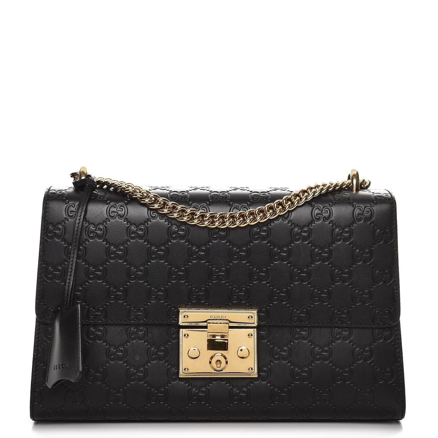 Guccissima Medium Padlock Shoulder Bag Black