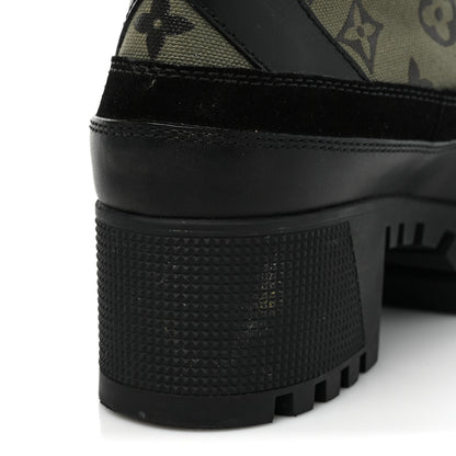 Louis Vuitton Suede Monogram Laureate Platform Desert Boots 36.5 Kaki Black 9 of 12