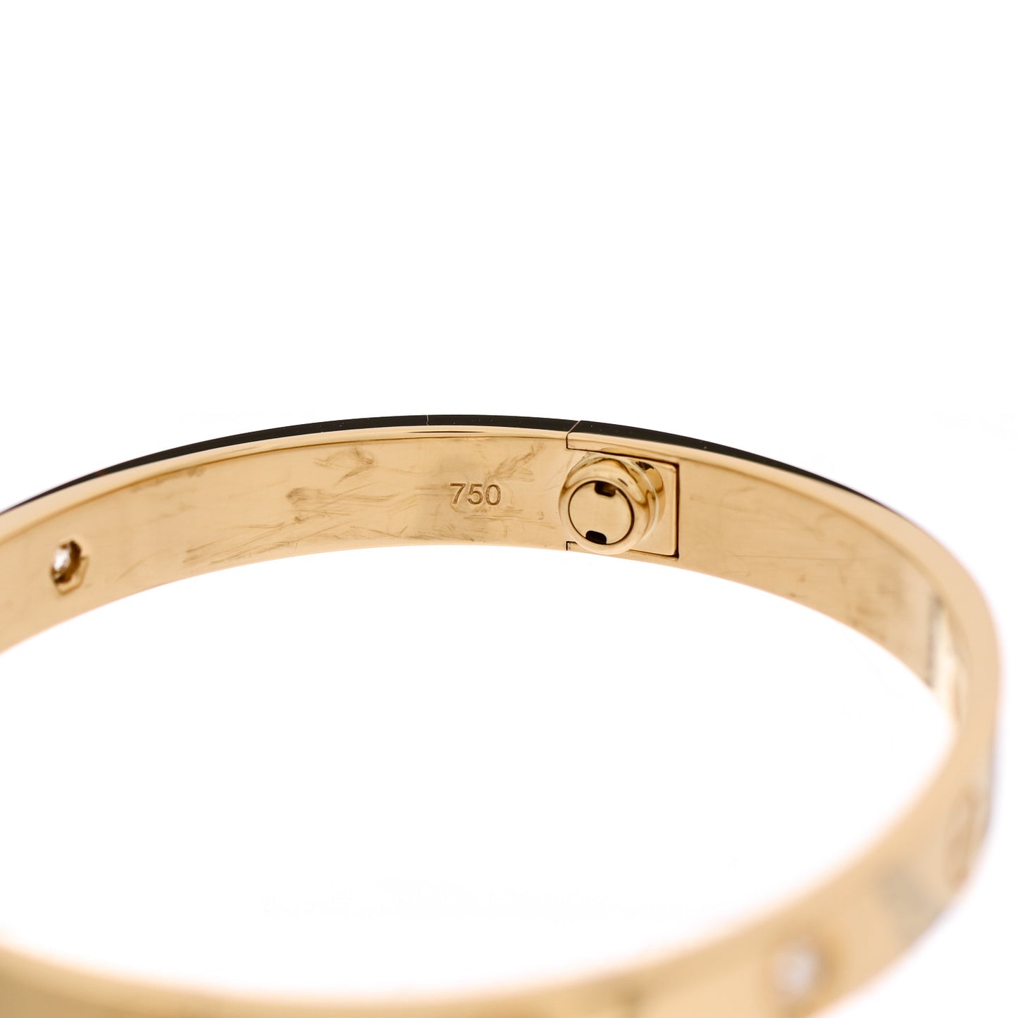18K Yellow Gold 4 Diamond LOVE Bracelet 17