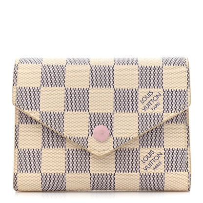 Louis Vuitton Damier Azur Victorine Wallet Rose Ballerine 1 of 7