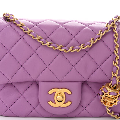 Chanel Lambskin Quilted Mini Pearl Crush Flap Purple 8 of 12