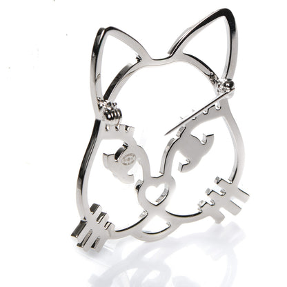 Chanel Strass Crystal Emoji Choupette Cat Brooch Silver 3 of 4