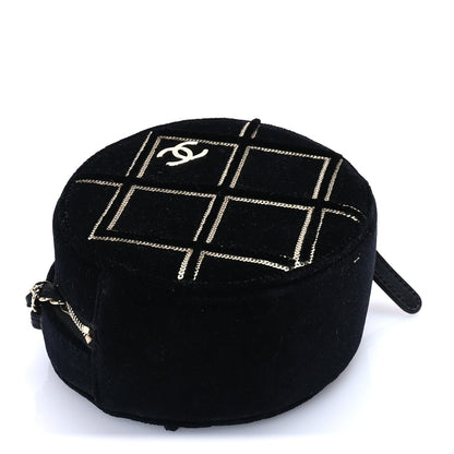 Chanel Velvet Sequin Round Clutch With Chain  Black 3 of 7