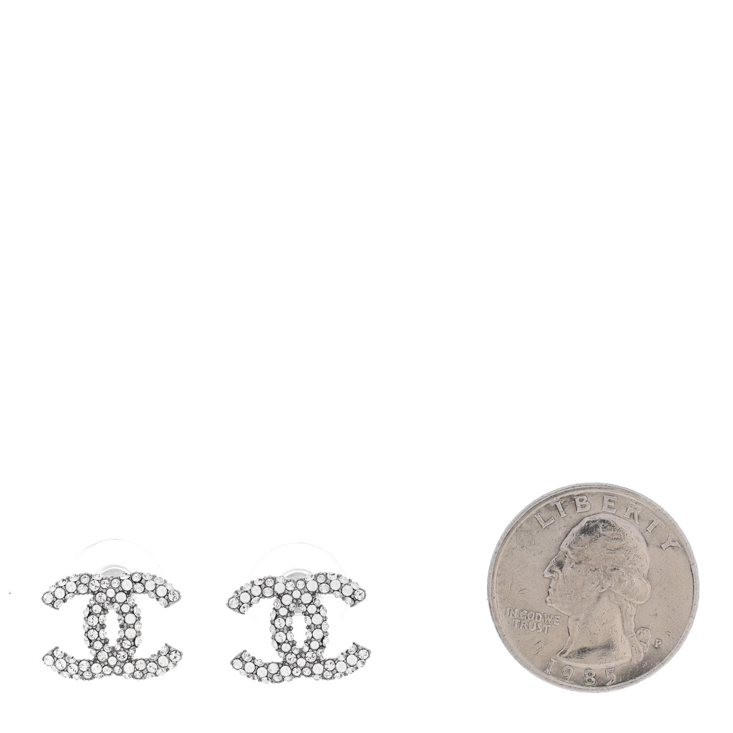 Chanel Crystal CC Earrings Silver 2 of 4