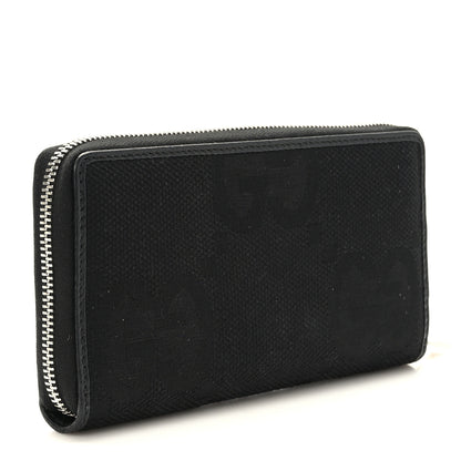 Gucci Canvas Monogram Jumbo GG Textured Dollar Calfskin Continental Wallet Black 3 of 7