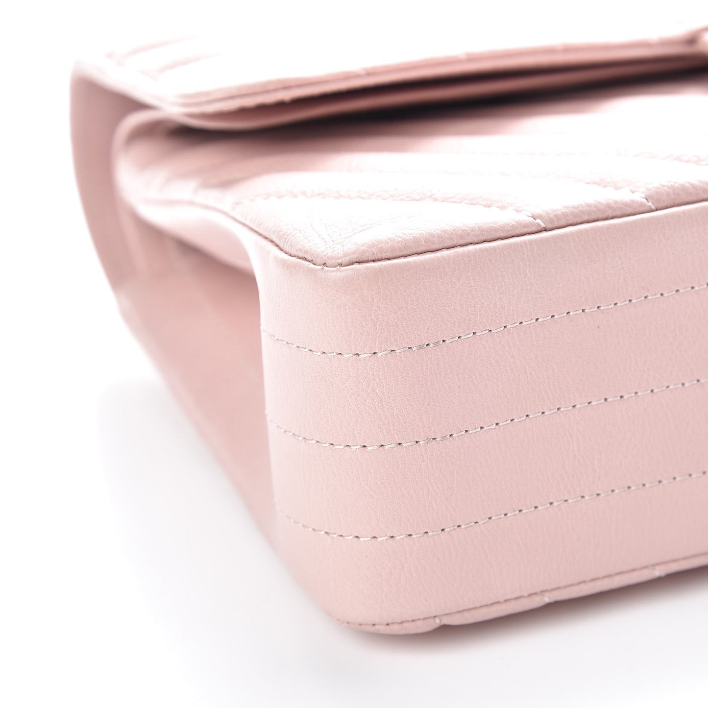 Caviar Chevron Quilted Medium Double Flap Light Pink