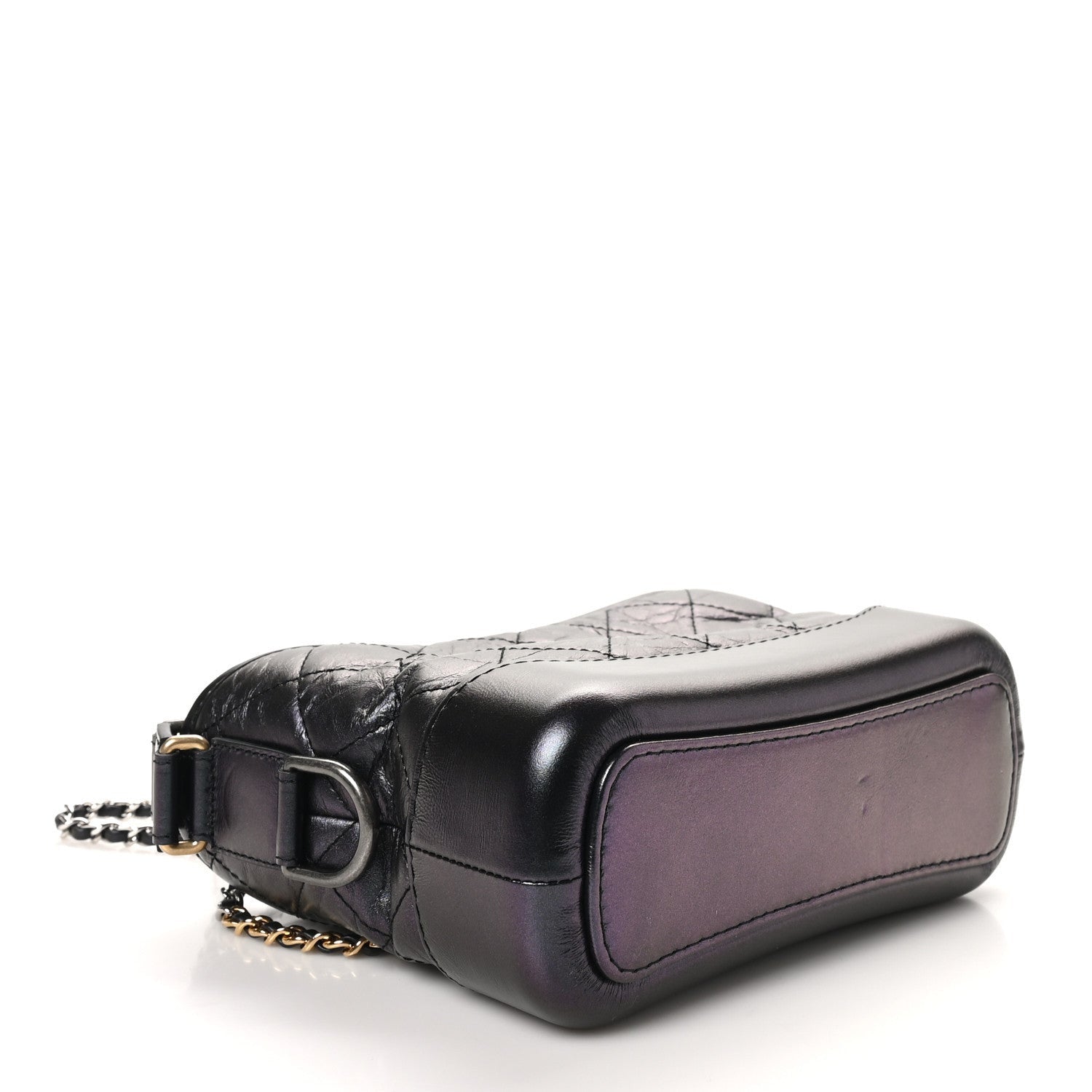 Chanel Iridescent Aged Calfskin Quilted Small Gabrielle Hobo Black 4 of 7