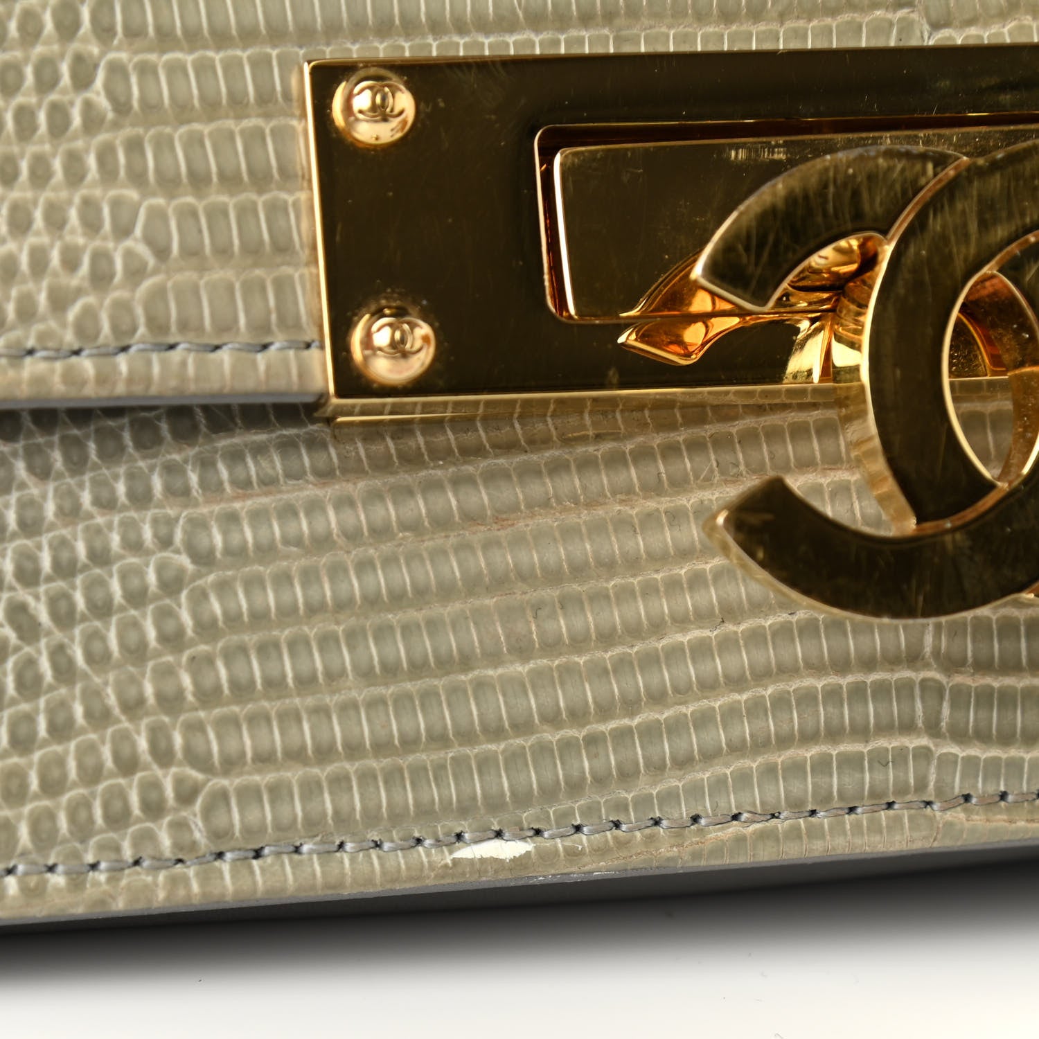 Chanel Lizard Golden Class Wallet on Chain WOC Grey 12 of 12