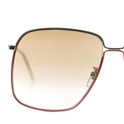 Gucci Web Rectangular Frame Interlocking G Sunglasses GG0394S Green Red 7 of 8