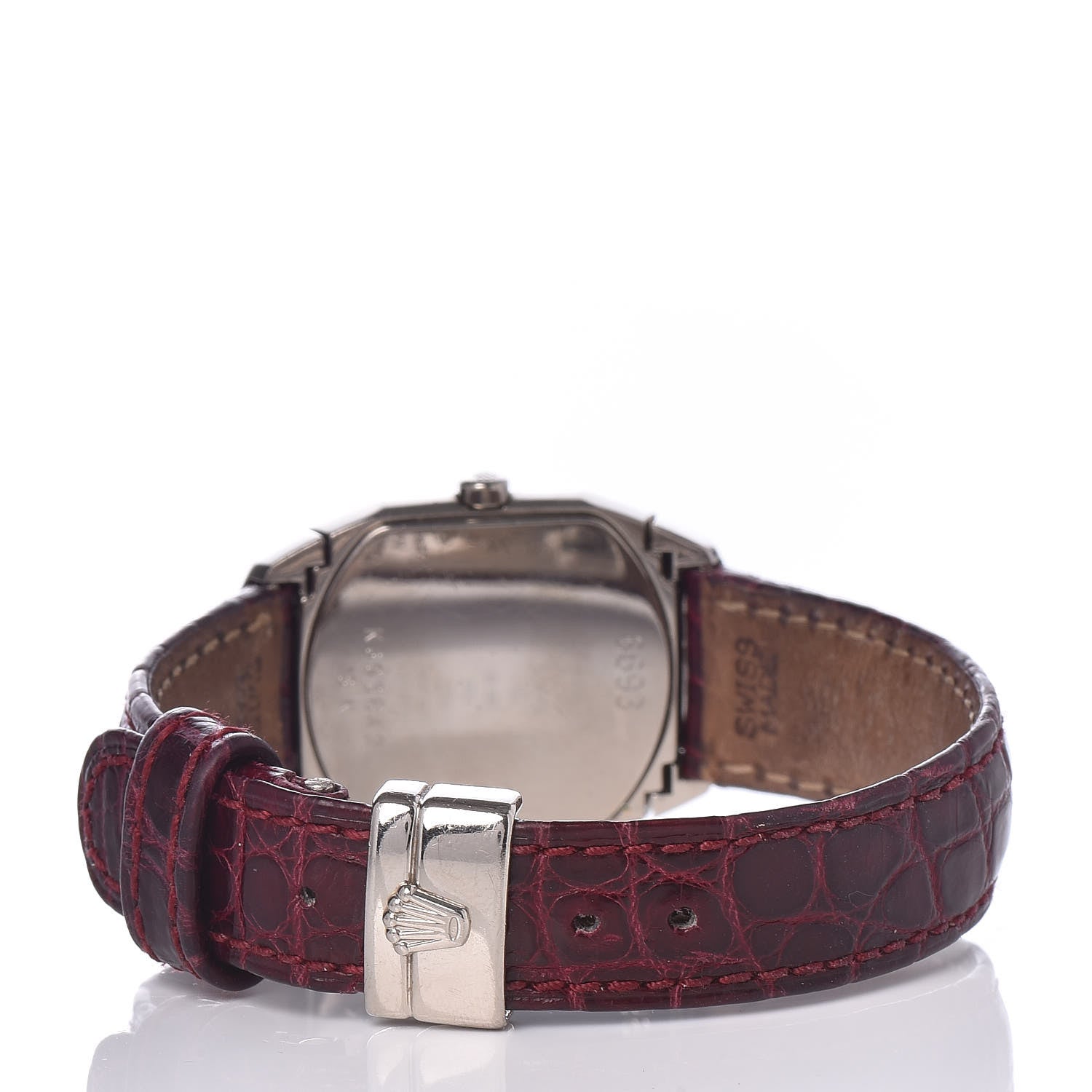 Rolex 18K White Gold Alligator Diamond 25mm Cellini Cellissima Quartz Watch Pink 6693 4 of 9