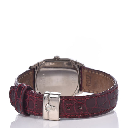 Rolex 18K White Gold Alligator Diamond 25mm Cellini Cellissima Quartz Watch Pink 6693 4 of 9