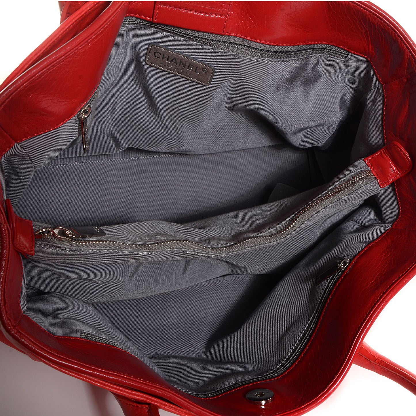 Lambskin Executive Cerf Shopper Tote Red