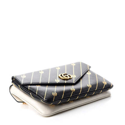 Gucci Calfskin Diagonal GG Medium Thiara Double Envelope Shoulder Bag Black White 4 of 11
