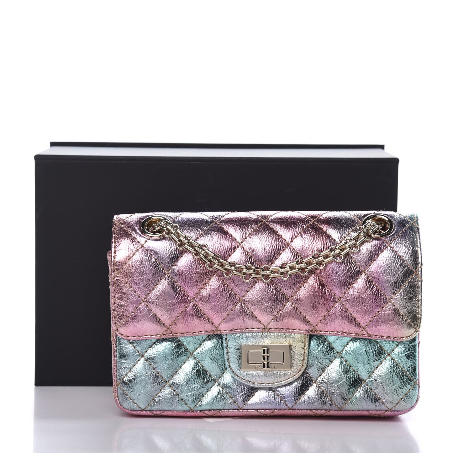 Metallic Goatskin Quilted Mini 2.55 Reissue Flap Multicolor