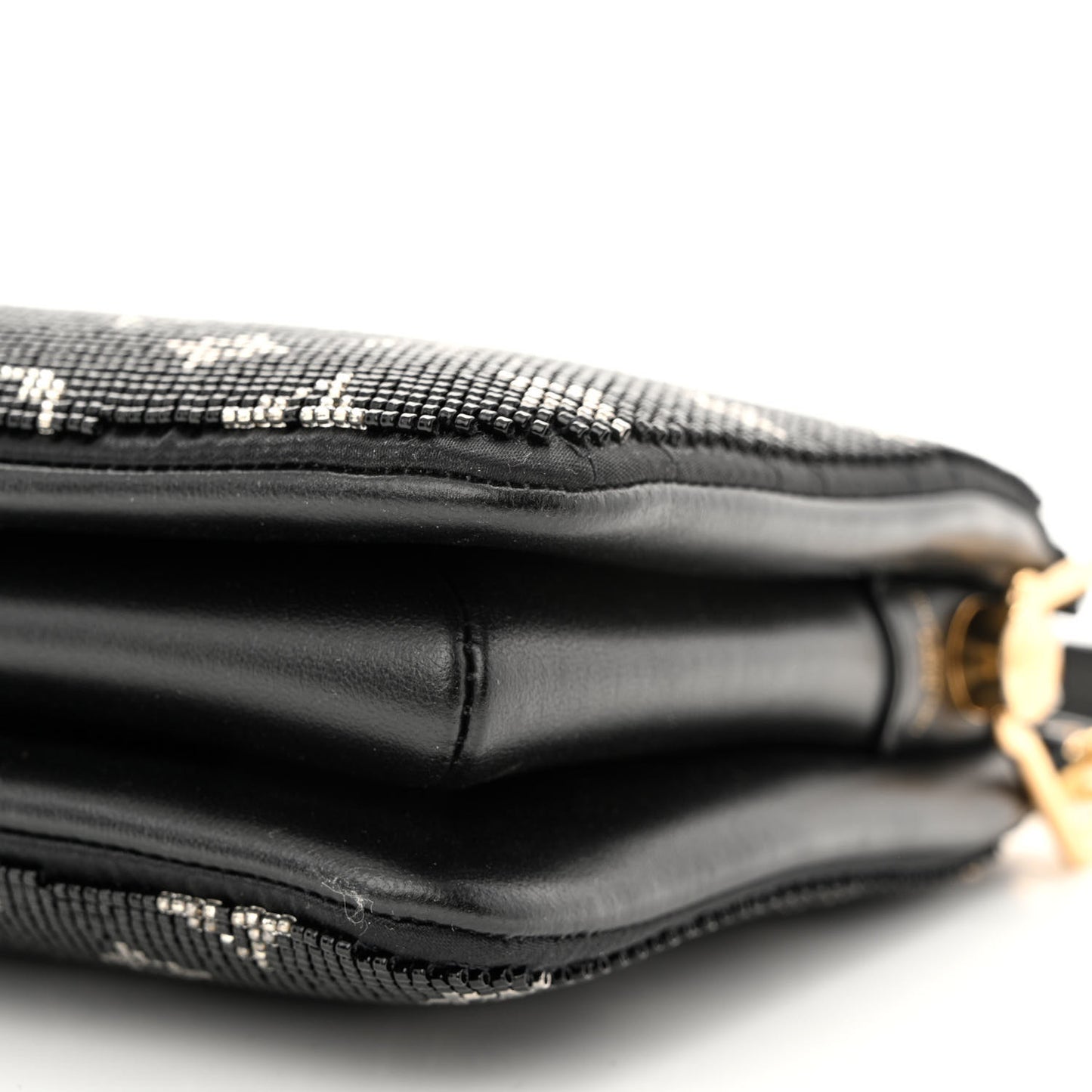 Satin Beaded Embroidered Monogram Coussin BB Black