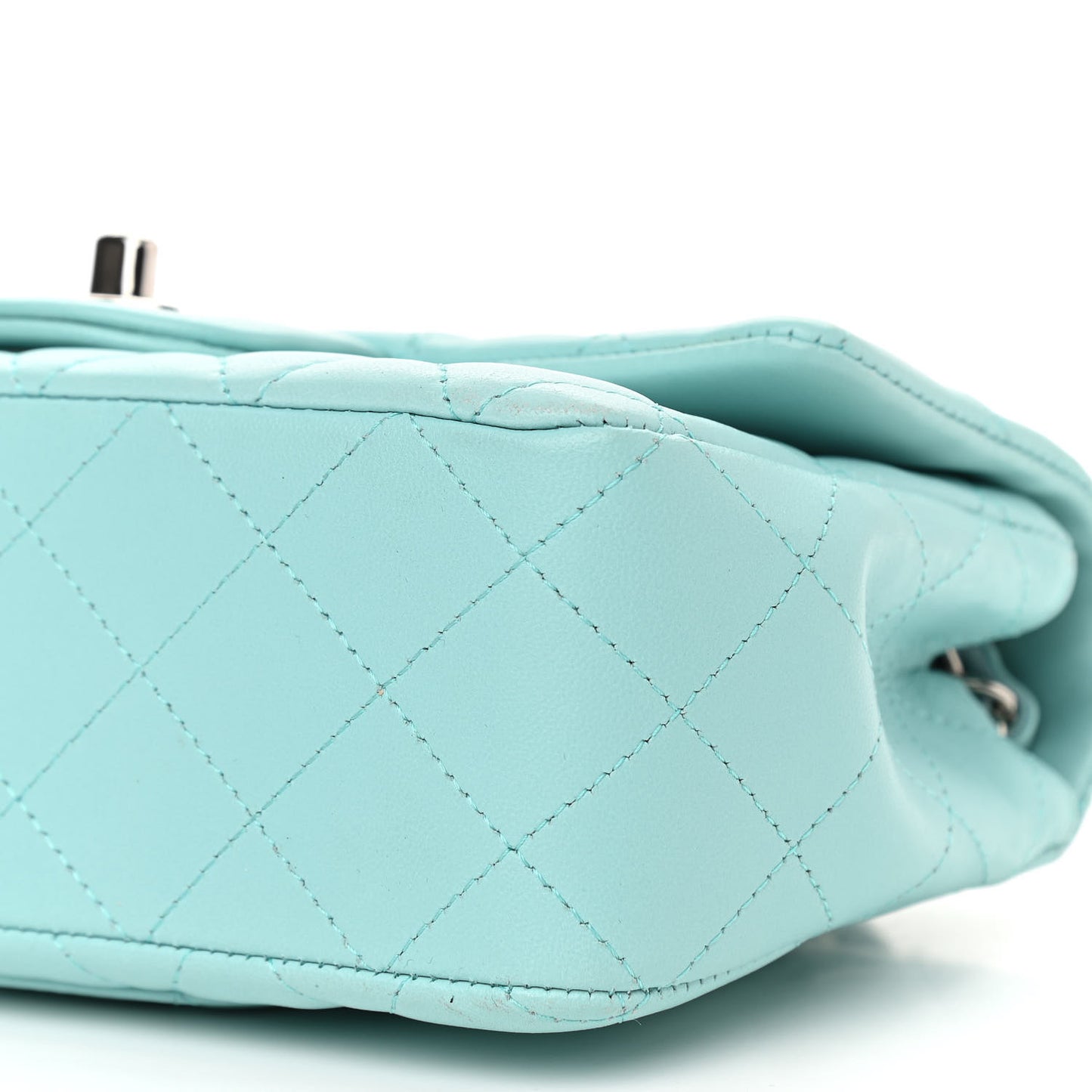 Lambskin Quilted Mini Rectangular Flap Light Blue