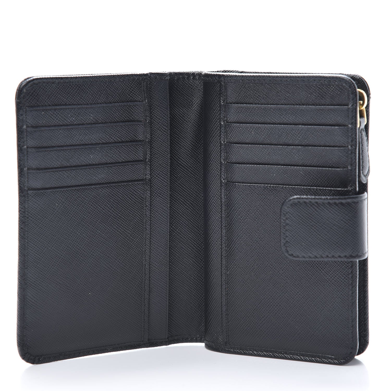 Prada Saffiano Metal Compact Wallet Black 5 of 10
