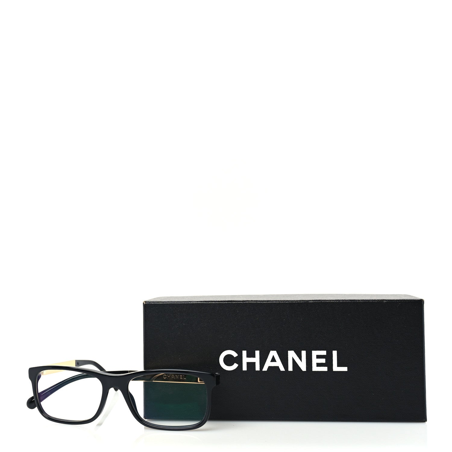 Chanel Acetate Square Clear Glasses 3278 Black Gold 7 of 7