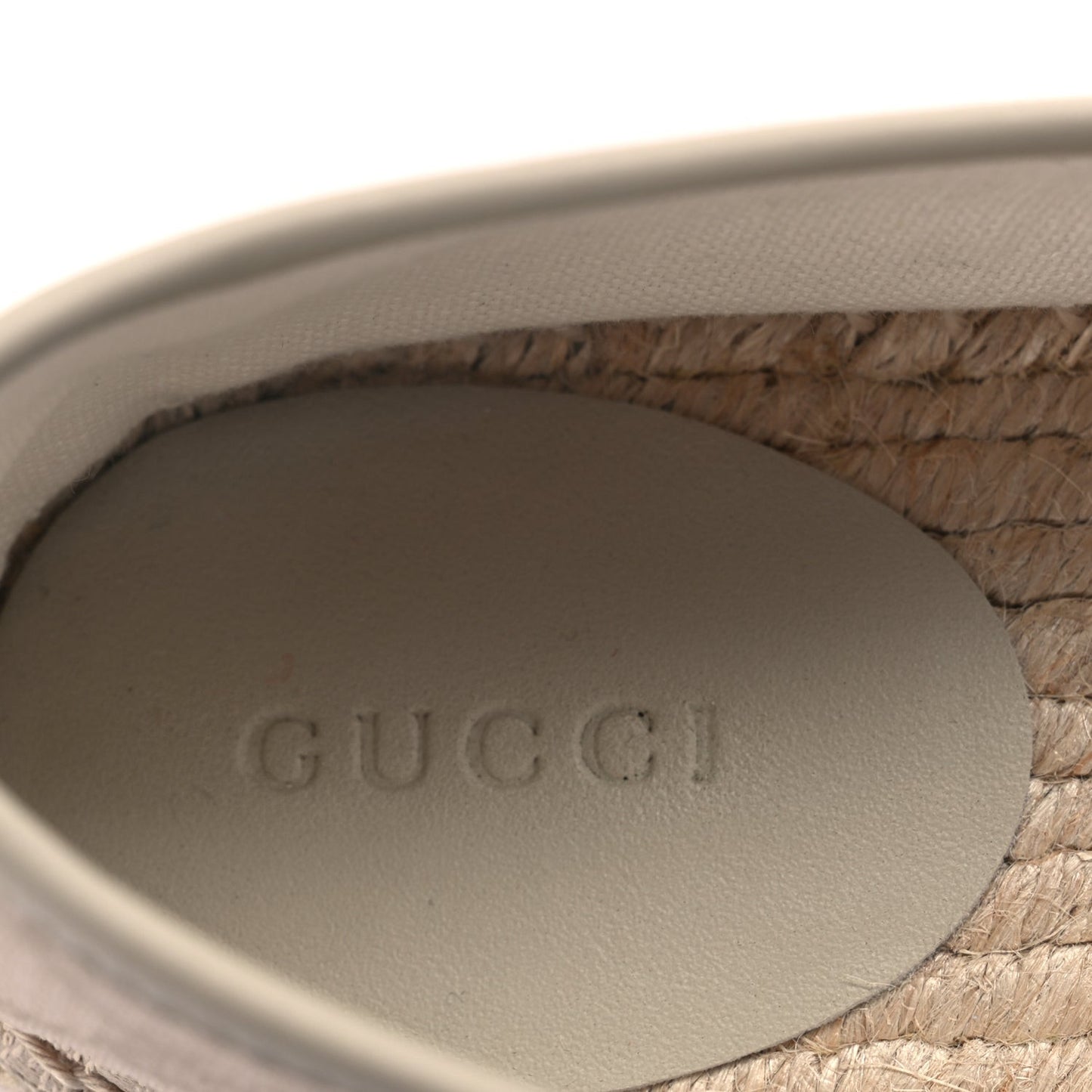 Washed Cotton Miro Soft Calfskin GG Monogram Espadrilles 38 White Mystic