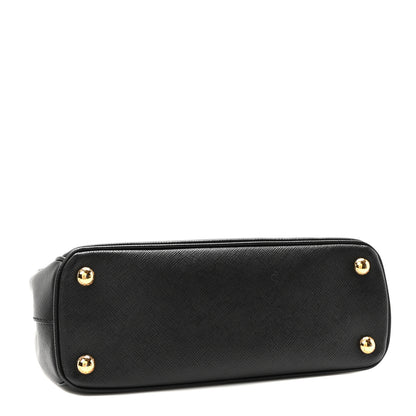 Prada Saffiano Vernice Mini Galleria Double Zip Tote Black 4 of 9