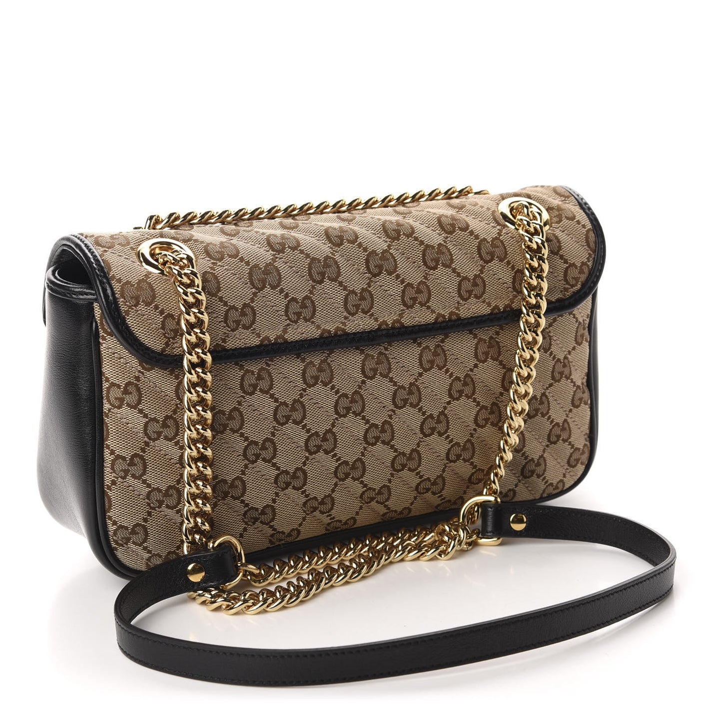Monogram Matelasse Diagonal Small GG Marmont Shoulder Bag Beige Black