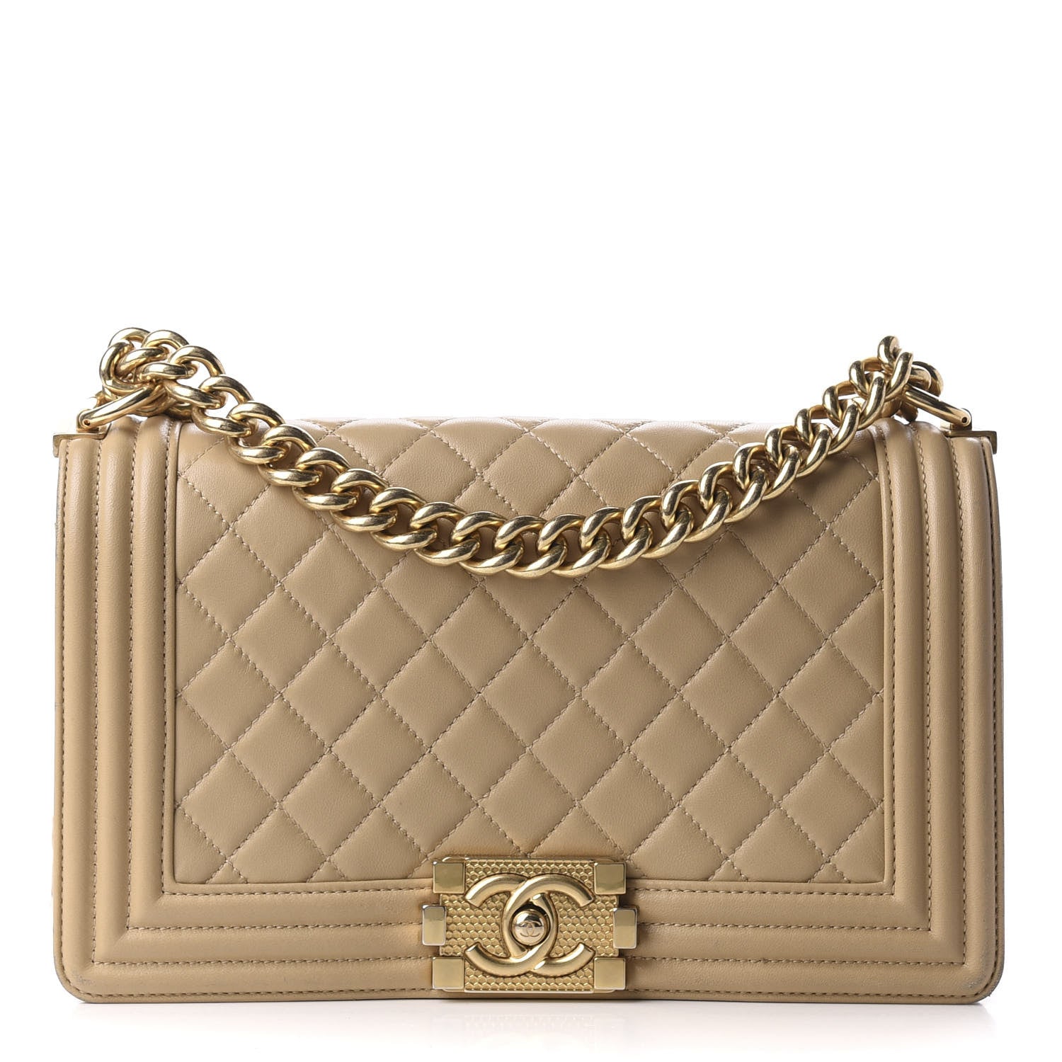 Chanel Lambskin Quilted Medium Boy Flap Beige 1 of 10
