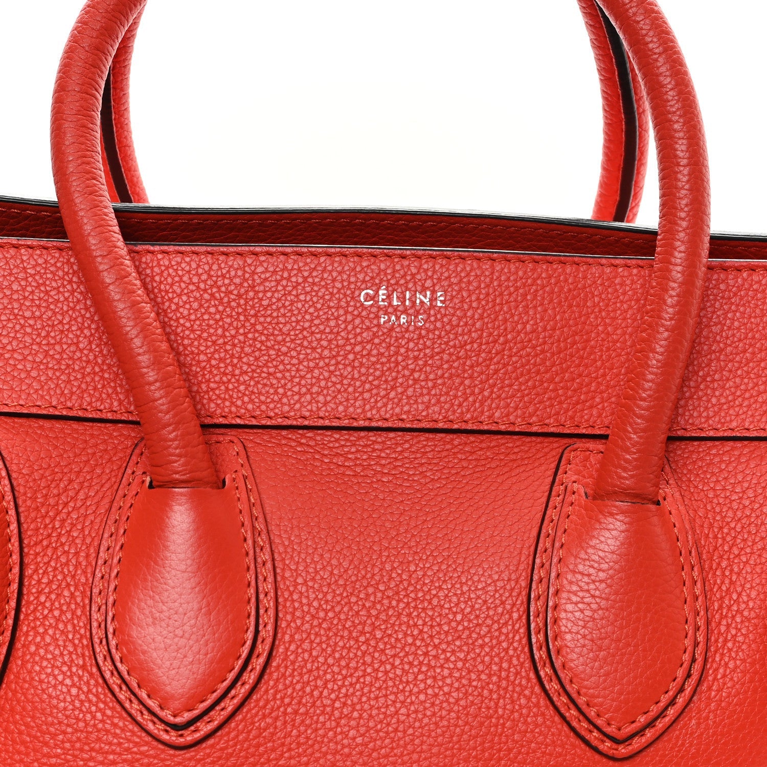 Celine Drummed Calfskin Mini Luggage Coquelicot 7 of 7