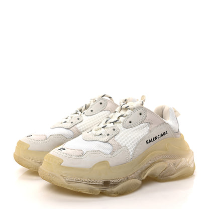 Balenciaga Fabric Mesh Clear Sole Womens Triple S Sneakers 37 Beige 3 of 8