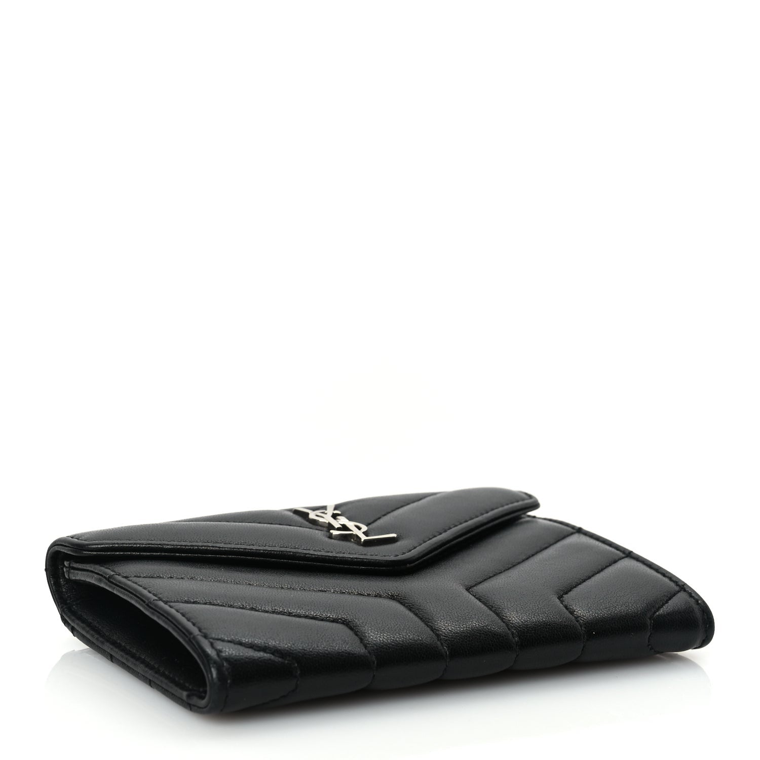 Saint Laurent Lambskin Y Quilted Monogram Small Loulou Envelope Wallet Black 4 of 7