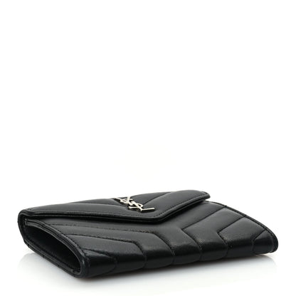 Saint Laurent Lambskin Y Quilted Monogram Small Loulou Envelope Wallet Black 4 of 7