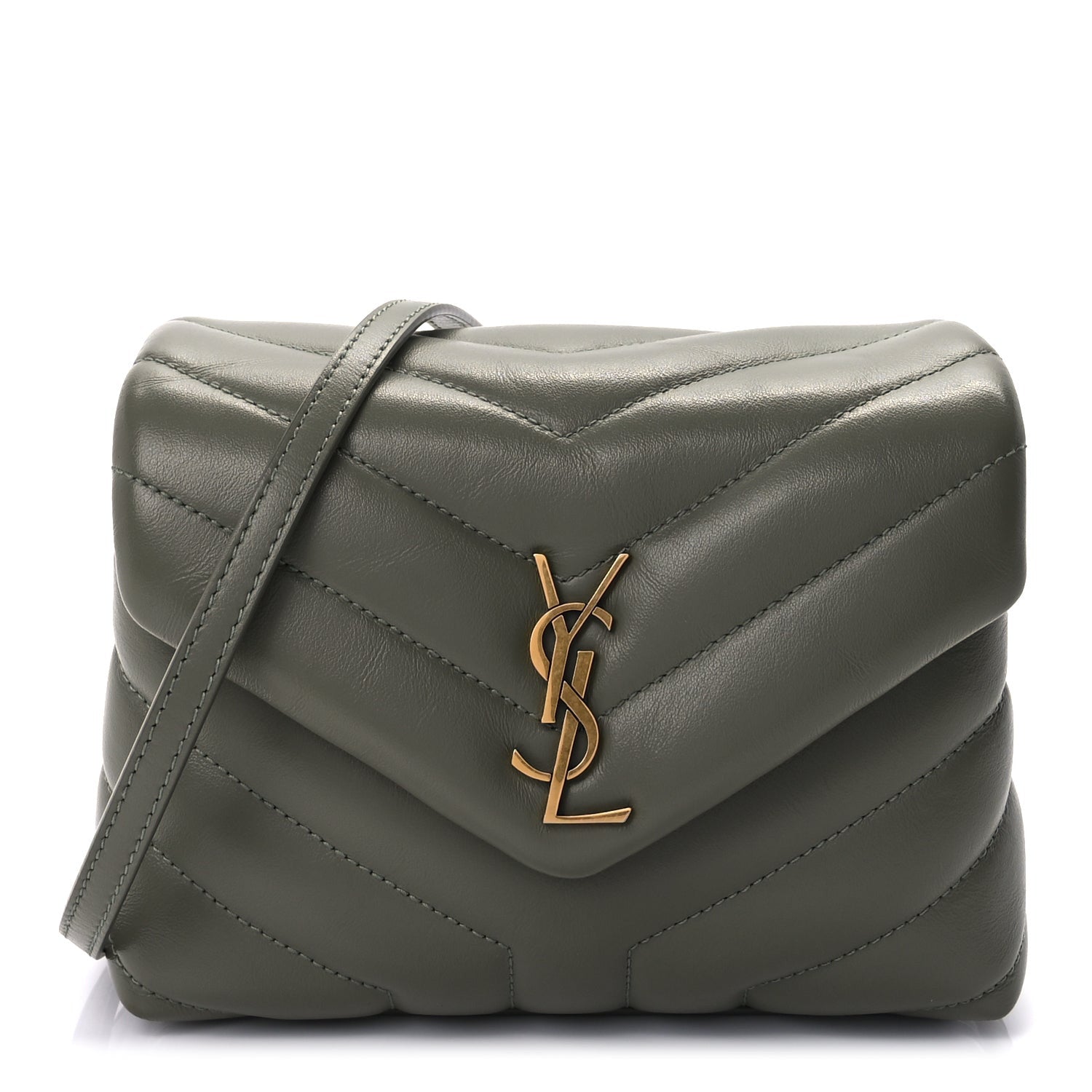 Saint Laurent Calfskin Y Quilted Monogram Toy Loulou Crossbody Bag  Light Sage 1 of 7