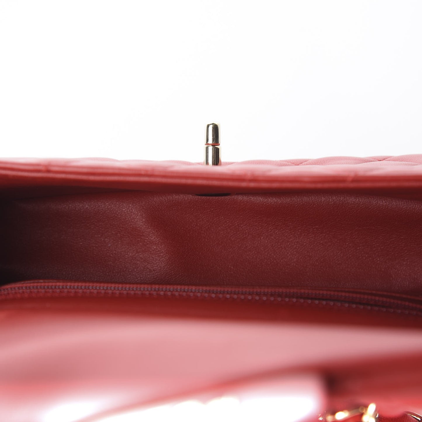 Lambskin Quilted Mini Rectangular Flap Red