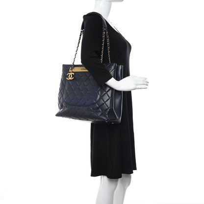 Chanel Lambskin Quilted Trendy CC Shopping Tote Navy 2 of 11