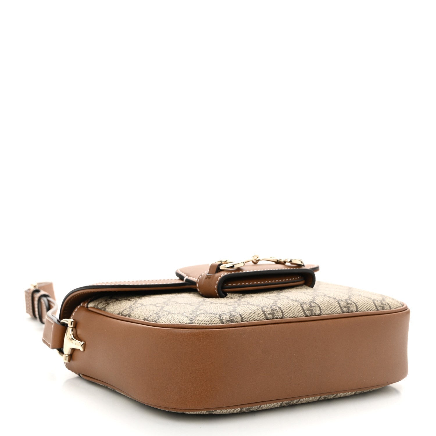 Gucci GG Supreme Monogram Horsebit 1955 Soft Small Shoulder Bag Beige Brown 4 of 7
