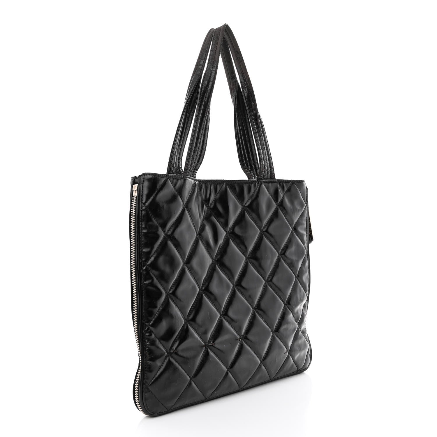 Chanel Patent Quilted Expandable CC Shoping Tote Black 3 of 20
